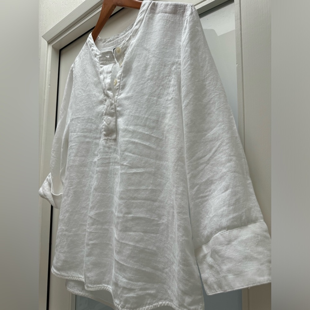 J. Crew White Linen Tunic Top - Picture 2 of 8